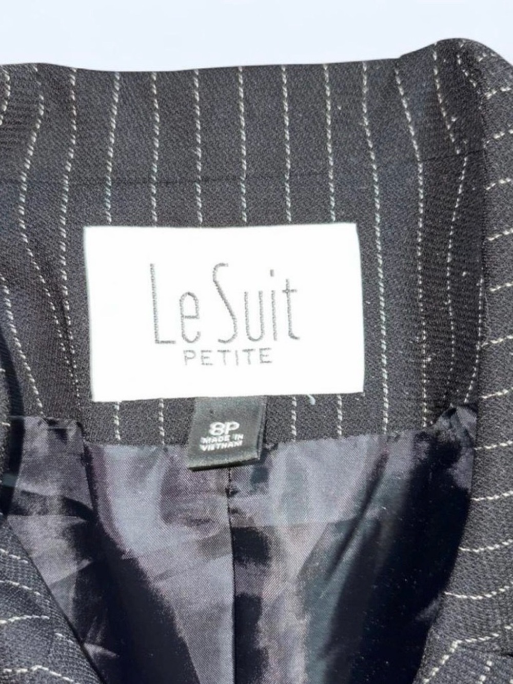 Le Suit Black Pinstripe Two-Piece Skirt Set - Picture 4 of 5